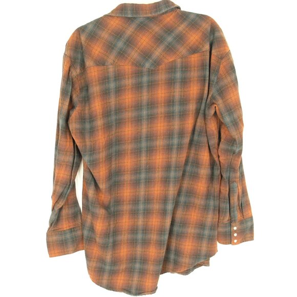 Ely Cattleman Plaid Flannel Shirt Red/Black Long Sleeve Snap close - Picture 2 of 4